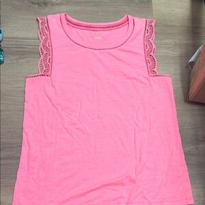 Lilly Pulitzer hot Pink Lace Trim Sleeveless Top